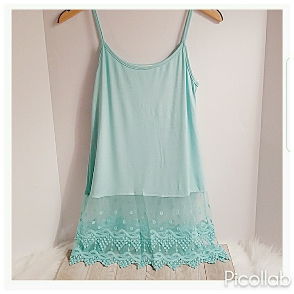 Peach Love Tops - Mint Lace Hem Tank
